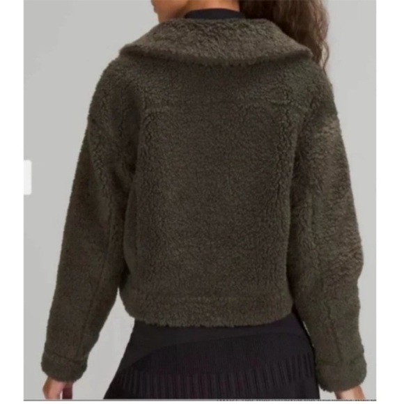 Lululemon Cropped Teddy Jacket Olive Green - Picture 2 of 11